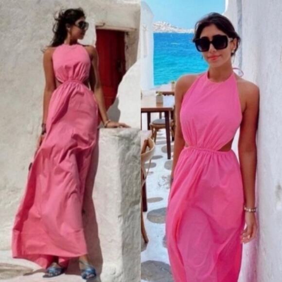 Staud Apfel Pink Halter Open Back Maxi Dress‎ - Tie Back Halter Dress Size XS - Picture 16 of 16